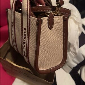 Coach Cream and Brown Tote Bag